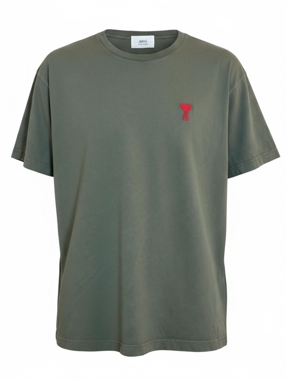 AMI Paris Ami de Coeur Olive Green Red Heart T-Shirt Men’s L NWOT